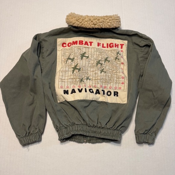 Cherokee Other - VTG Cherokee Kids Flight Bomber Jacket Olive Green Sherpa Collar Size 5 USA